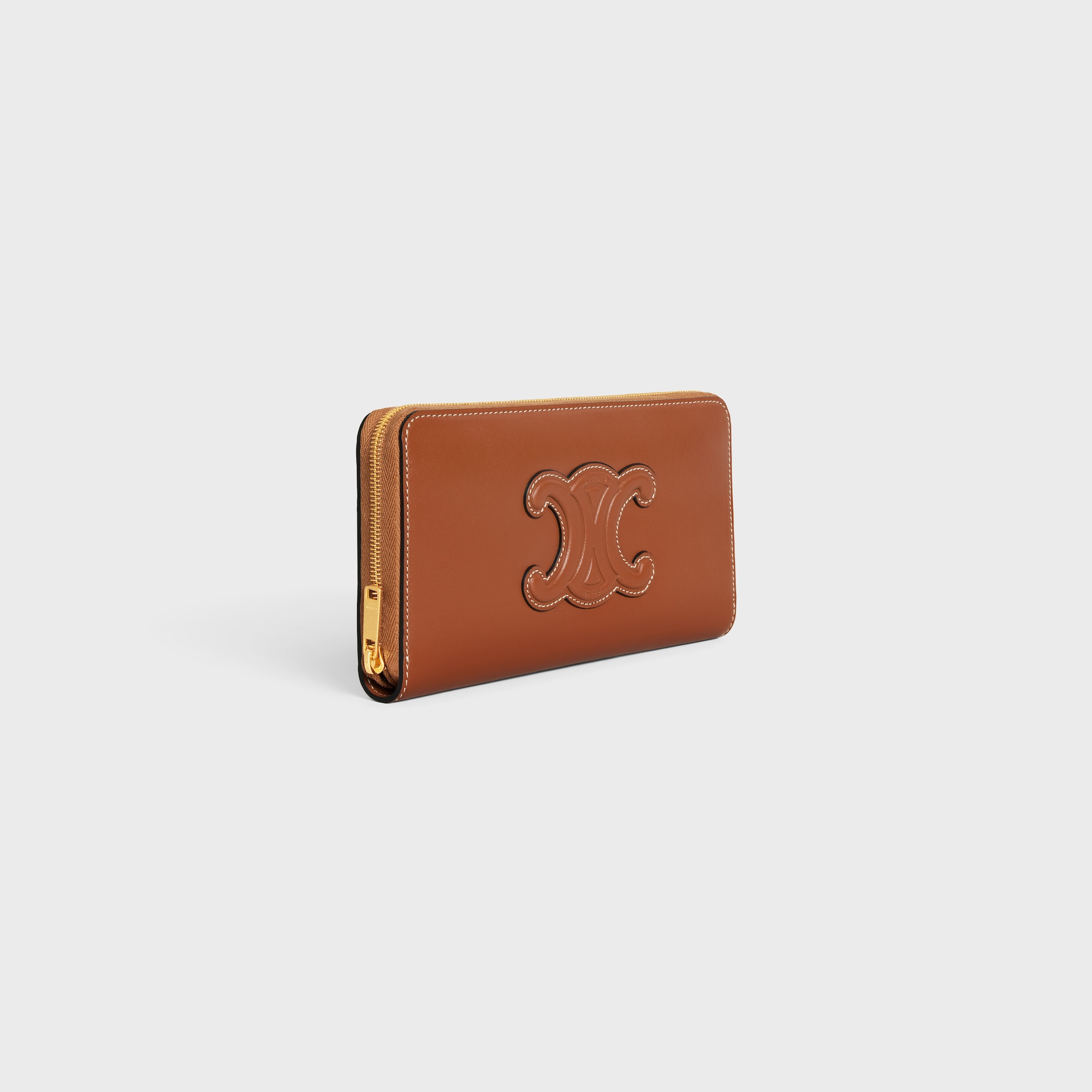 LARGE ZIPPED WALLET CUIR TRIOMPHE IN SMOOTH CALFSKIN TAN - Image 2